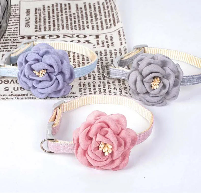 Pet Collar Cute Bow Durable Cat Collars Adjustable Kitten Necklace Tie Cat Puppy Collar Flower Safety Button Pet Gift Supplies